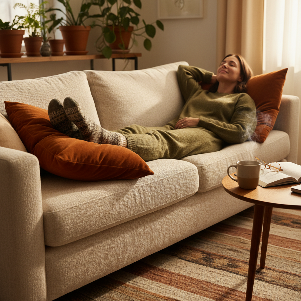 Uzun bir günün ardından ayaklarını dinlendiren bir kişi